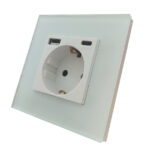 پریز برق+شارژر USB+Type C شیشه